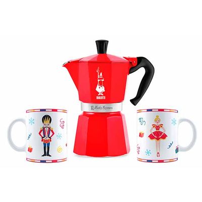 Schiaccianoci Moka Express 6t + 2 Tasses Rouge  Bialetti