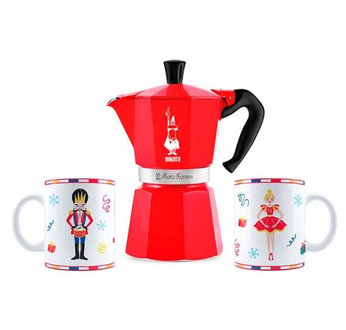 Schiaccianoci Moka Express 6t + 2 Tasses Rouge  Bialetti