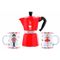 Schiaccianoci Moka Express 6t + 2 Tassen Rood 