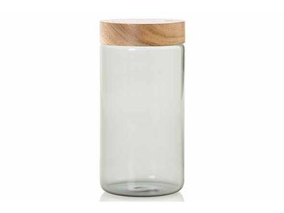 Purejar Voorraadpot 1,2l Grijs D10xh20cm Borosilicaatglas - Acacia