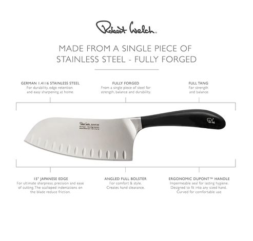 Signature couteau santoku large en inox 17cm  Robert Welch