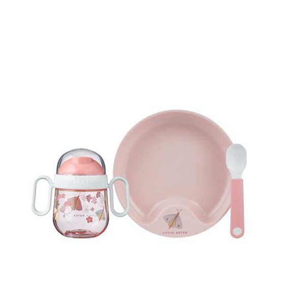 set babyservies mio 3-delig - flowers & butterflies 