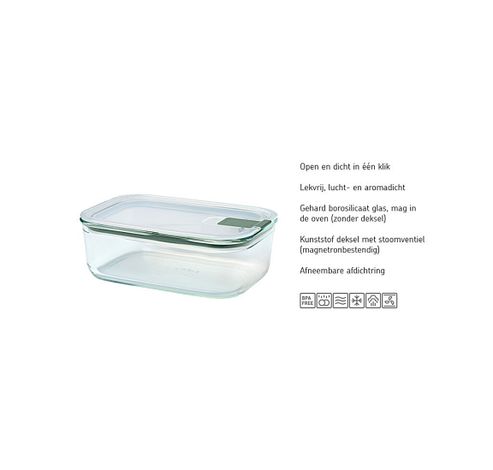 Boîte hermétique en verre EasyClip 2250 ml - Nordic sage  Mepal