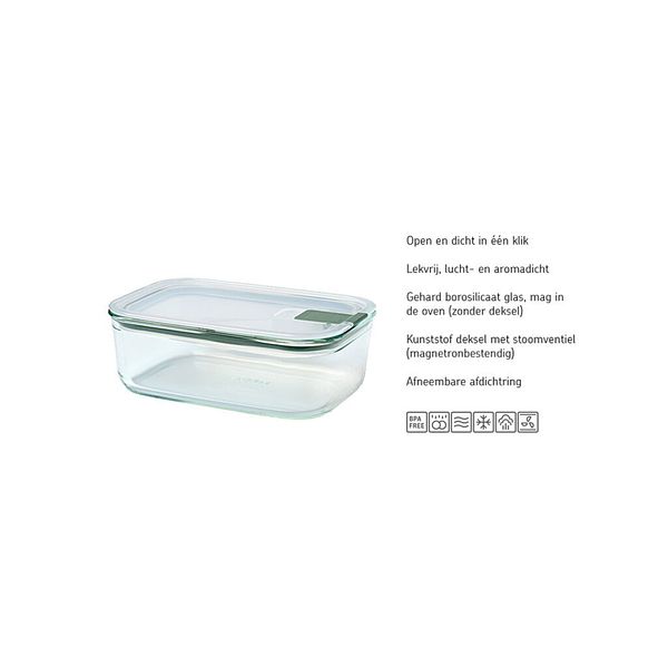 Mepal glas vershouddoos easyclip 2250 ml - nordic sage