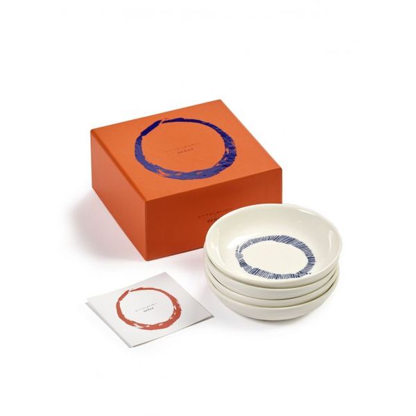 Serax Feast tableware by Ottolenghi Schotel S 11.5cm H2cm Wit Swirl-Stripes Blauw