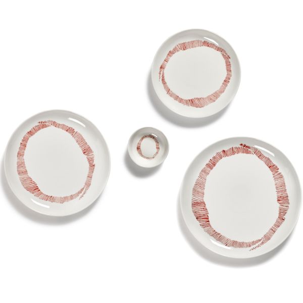 Serax Feast tableware by Ottolenghi Ontbijtbord S 19cm H2cm Wit Swirl-Stripes Rood