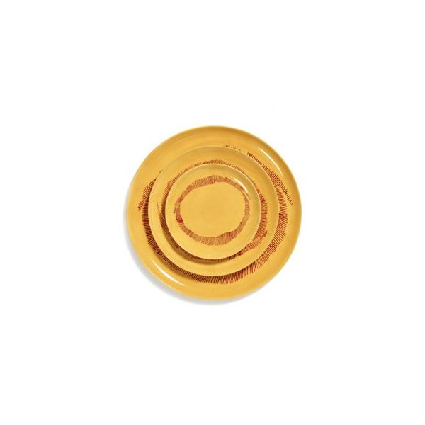 Serax Feast tableware by Ottolenghi Ontbijtbord S 19cm H2cm Sunny Yellow Swirl-Stripes Rood