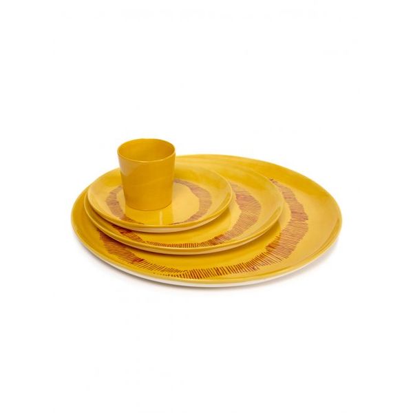 Serax Feast tableware by Ottolenghi Ontbijtbord S 19cm H2cm Sunny Yellow Swirl-Stripes Rood