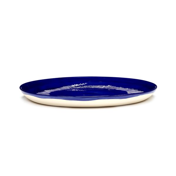 Serax Feast tableware by Ottolenghi Voorgerecht Bord M 22,5cm H2cm Lapis Lazuli Swirl-Stripes Wit