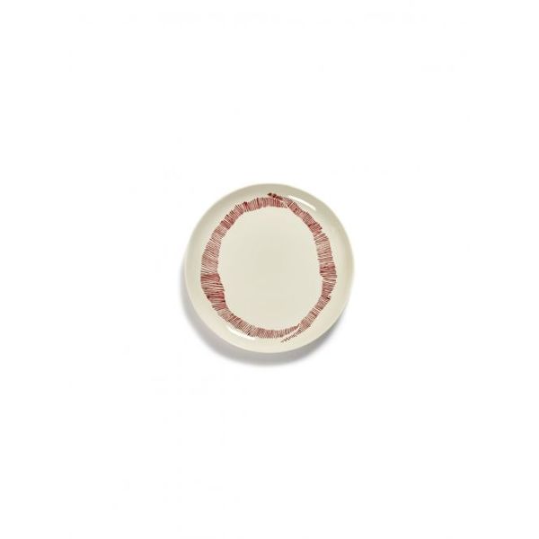 Serax Feast tableware by Ottolenghi Voorgerecht Bord M 22,5cm H2cm Wit Swirl-Stripes Rood