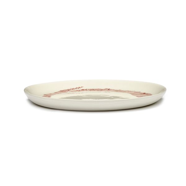 Serax Feast tableware by Ottolenghi Voorgerecht Bord M 22,5cm H2cm Wit Swirl-Stripes Rood