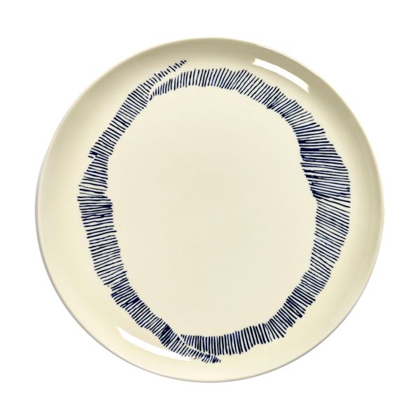 Feast tableware by Ottolenghi Dinerbord L 26,5cm H2cm Wit Swirl-Stripes Blauw 