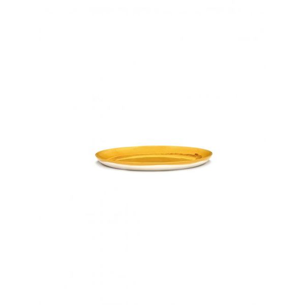 Serax Feast tableware by Ottolenghi Dinerbord L 26,5cm H2cm Sunny Yellow Swirl-Stripes Rood