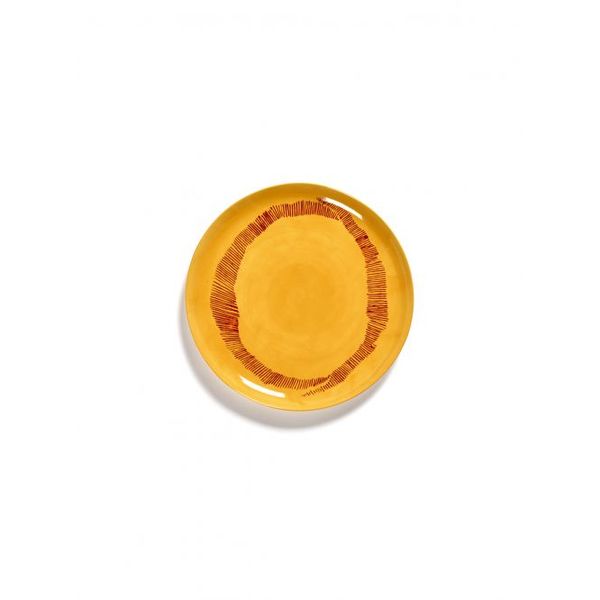 Serax Feast tableware by Ottolenghi Dinerbord L 26,5cm H2cm Sunny Yellow Swirl-Stripes Rood