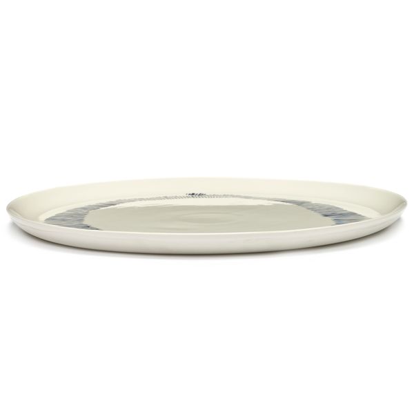 Serax Feast tableware by Ottolenghi Serveerbord 35cm H2cm wit swirl-stripes blauw