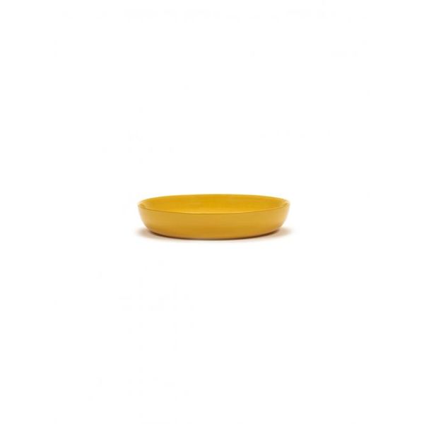 Serax Feast tableware by Ottolenghi Diep Bord 22cm H4cm Sunny Yellow Swirl-Dots Zwart