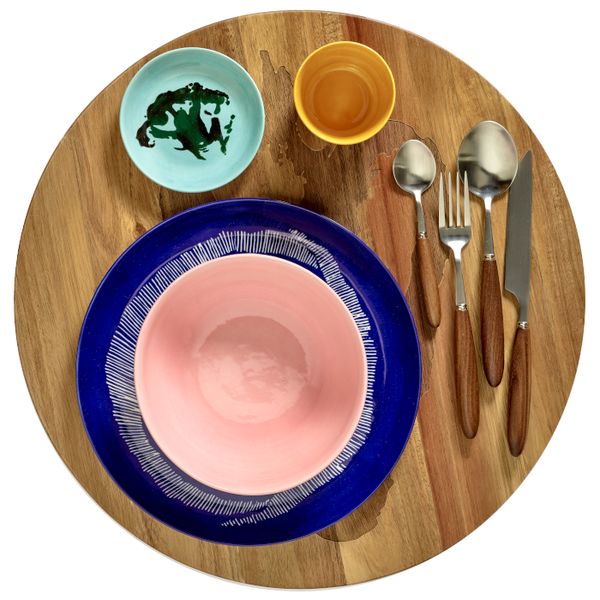 Feast tableware by Ottolenghi Kom S 16cm H7,5cm Delicious Pink Swirl-Stripes Blauw 