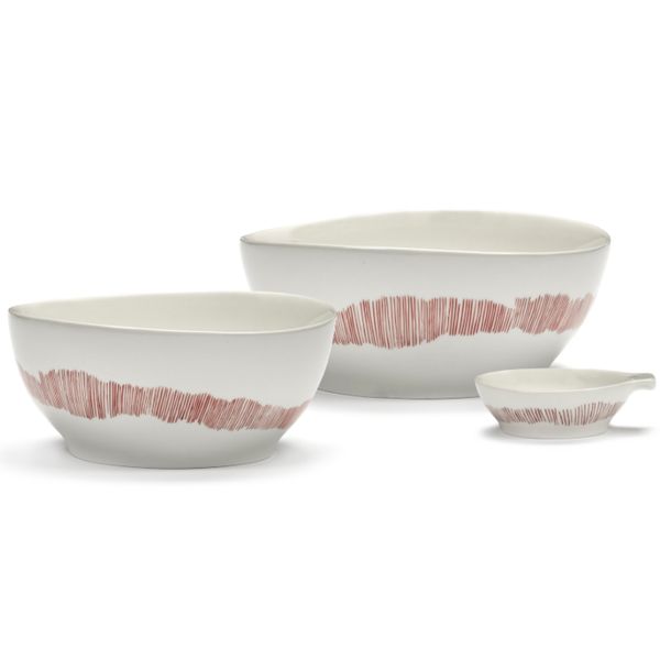 Feast tableware by Ottolenghi Kom S 16cm H7,5cm Wit Swirl-Stripes Rood 