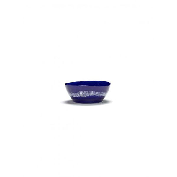 Serax Feast tableware by Ottolenghi Kom L 18cm H8cm Lapis Lazuli Swirl-Stripes Wit