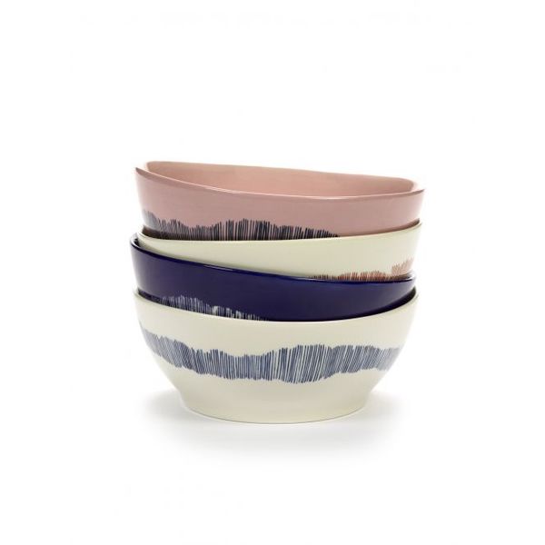 Serax Feast tableware by Ottolenghi Kom L 18cm H8cm Lapis Lazuli Swirl-Stripes Wit