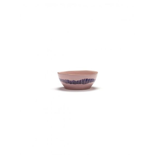 Serax Feast tableware by Ottolenghi Kom L 18cm H8cm Delicious Pink Swirl-Stripes Blauw