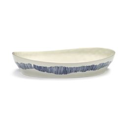 Serax Feast tableware by Ottolenghi Diepe serveerschaal S 30cm H6cm Wit Swirl-Stripes Blauw