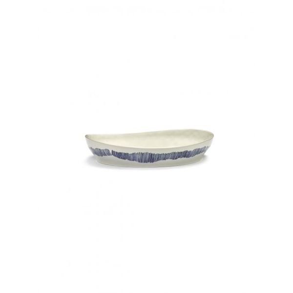 Feast tableware by Ottolenghi Diepe serveerschaal S 30cm H6cm Wit Swirl-Stripes Blauw 