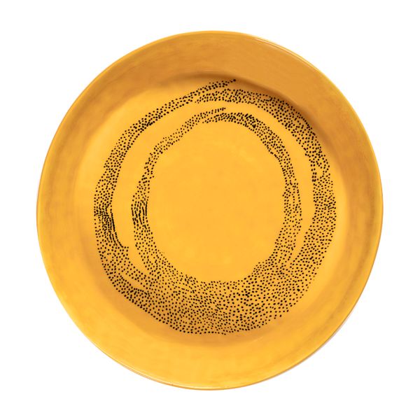 Feast tableware by Ottolenghi Diepe serveerschaal S 30cm H6cm  Sunny Yellow Swirl-Dots Zwart 