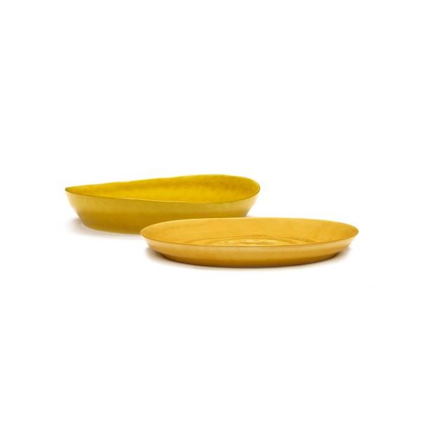 Feast tableware by Ottolenghi Diepe serveerschaal S 30cm H6cm  Sunny Yellow Swirl-Dots Zwart 