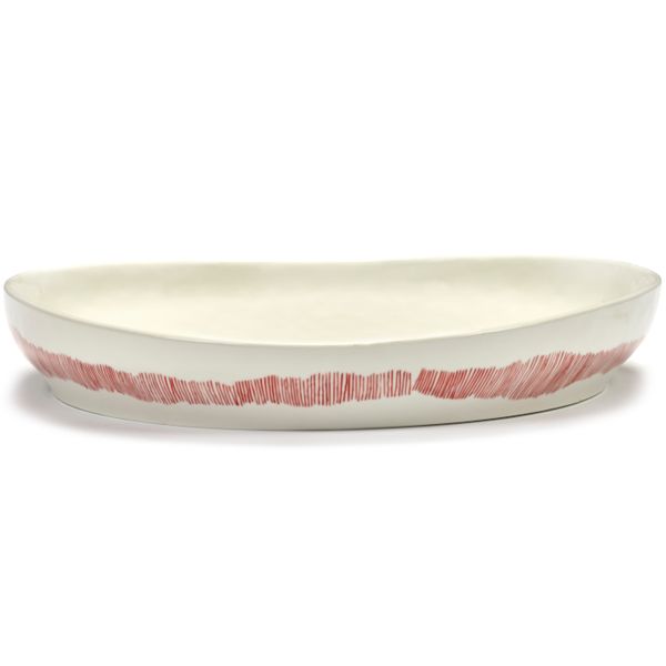 Feast tableware by Ottolenghi Serveerschaal M 36cm H6cm Wit Swirl-Stripes Rood 