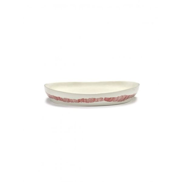 Serax Feast tableware by Ottolenghi Serveerschaal M 36cm H6cm Wit Swirl-Stripes Rood