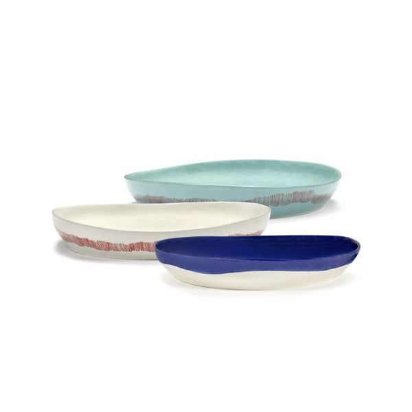 Serax Feast tableware by Ottolenghi Serveerschaal M 36cm H6cm Wit Swirl-Stripes Rood