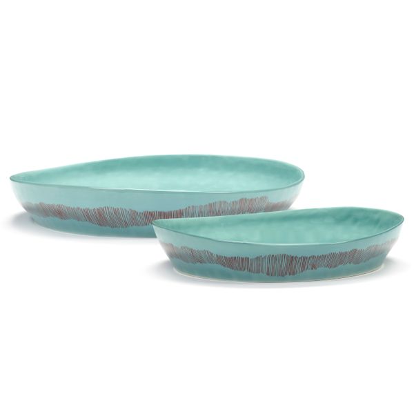 Serax Feast tableware by Ottolenghi Serveerschaal M 36cm H6cm Azure swirl-stripes rood