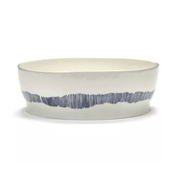 Serax Feast tableware by Ottolenghi Saladekom 28,5cm H9,5cm Wit Swirl-Stripes Blauw