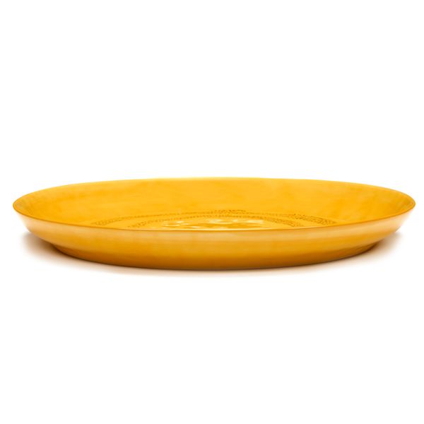 Serax Feast tableware by Ottolenghi Serveerschotel S 35cm H4cm Sunny Yellow Swirl-Dots zwart 