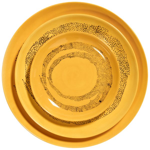 Serax Feast tableware by Ottolenghi Serveerschotel S 35cm H4cm Sunny Yellow Swirl-Dots zwart 