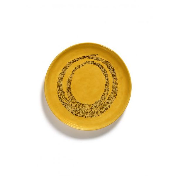 Serax Feast tableware by Ottolenghi Serveerschotel S 35cm H4cm Sunny Yellow Swirl-Dots zwart 