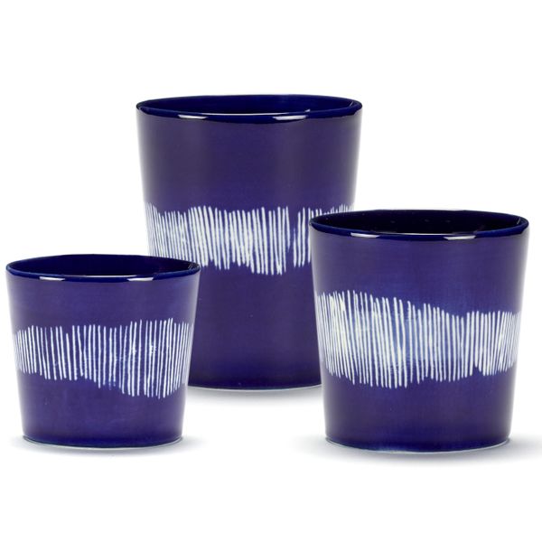 Serax Feast tableware by Ottolenghi Koffiekop 25cl Lapis Lazuli Swirl-Stripes Wit