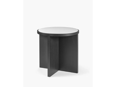 TAFEL CICI S L78 x B78 x H75,5 CM EIK ZWART GEBEITST / TOP CANVAS GEBROKEN WIT