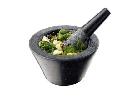 Marmer Zwart Mortier+vijzel 18.5x18.5x17 