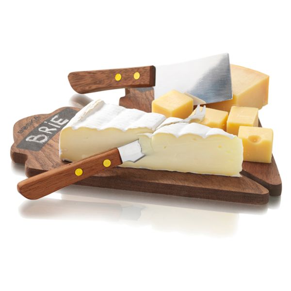 Taste Kaas-dess.set 2pl.-1mes-1bijl - Za Chte Tot Harde Kaas 22x12xh1,5cm Mahoni 