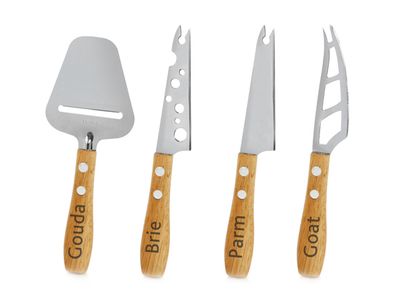 Geneva Set 4xkaasmes Mini 18,5x13,5xh2cm Alle Kazen - Beukenhout