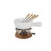 Boska Bianco Kaasfondueset Wit Ceramiek 1l Plank Eik - Rond - 29.5x22x19cm