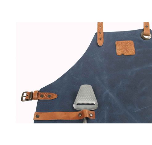 Mr Smith Keukenschort Leder Blauw Pocket   Boska