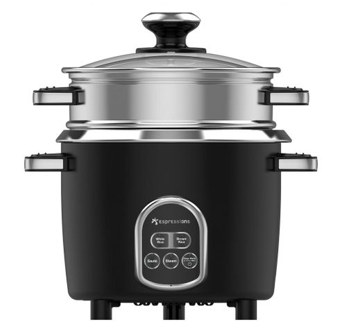 Sauté Rijstkoker 1.4L / 7cups met RVS binnenpan en stoomaccessoires.  Espressions