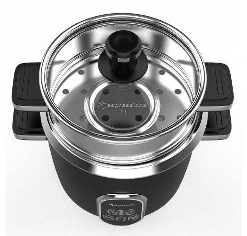 Sauté Rijstkoker 1.4L / 7cups met RVS binnenpan en stoomaccessoires.  Espressions