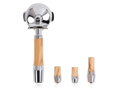 3 Delige hendel met 2 uitloop filterdrager  (olijfhout/RVS) voor flippers