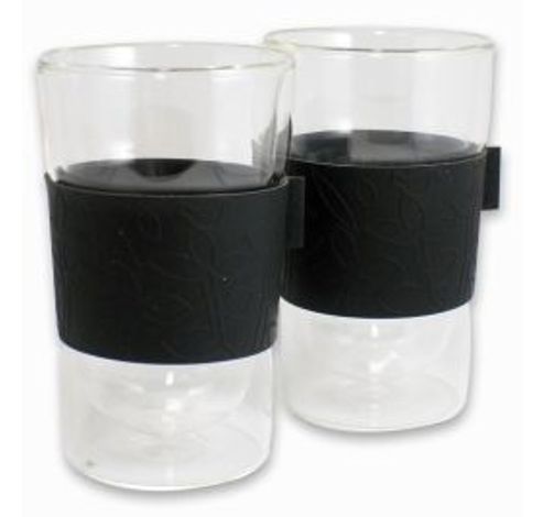 Dubbelwandig Glas, 300ml, Set Van 2 Stuks, Zwart  Make My Day