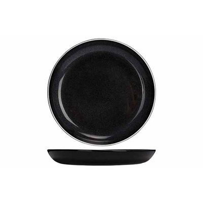 Titanium Black Assiette Plate D23cm Avec Bord Blanc 