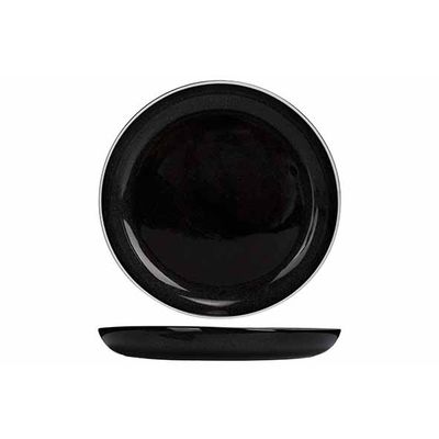 Titanium Black Assiette Plate D27cm Avec Bord Blanc 